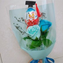 킨더조이꽃 학사모스마일꽃다발 졸업 입학 수료 재롱잔치 어린이집 유치원꽃다발 단체꽃 사탕꽃다발, 학사모킨더조이 두송이꽃다발 블루