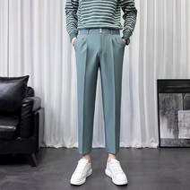 Z3JC 남성 9부 슬림 캐주얼 정장 팬츠