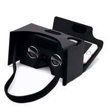 Google Cardboard VR 헤드셋 3D 박스 가상 현실 유리 큰 클리어 3D 광학 렌즈 편안한 헤드 스트랩 모든 3-6 인치 스마트 폰 (VR2.0 블랙 1 팩)