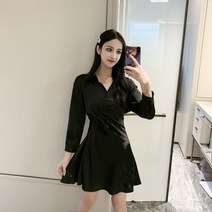 가을셔츠원피스 프랑스 보이핏 볼륨 뻣함 오렌지 와이드 루즈핏 미드 롱셔츠드레스 여성 4805913132