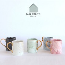까사무띠 골드 마블 머그컵 350ml, 핑크, 1개