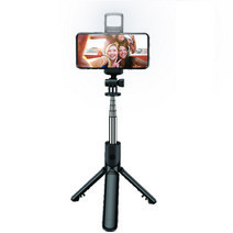 비즈 LED 무선 삼각대 블루투스 셀카봉 BZ-SS50, 블랙, 1개