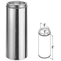 M G Duravent 6DT-06 15.2cm x 15.2cm(6인치 x 6인치) Duratech 공장 제작 굴뚝 길이 430-합금 내부 라인 갈바륨 외부 벽, Galvanized