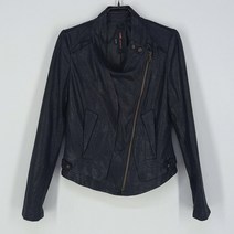 빈티지다온 론정욱준 여 춘추 사선집업 소프트 라이더자켓 블랙