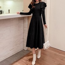 여성 골지 플리츠 프릴 니트원피스 날개프릴 모모원피스