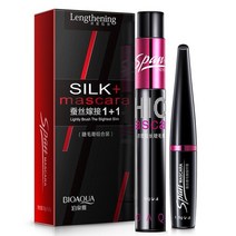 마스카라 바이오 아쿠아 1pcs 인조 속눈썹 + 1pcs 마스카라 3d 섬유 메이크업 속눈썹 연장 마스카라 볼륨 익스프레스 maquiagem 속눈썹 2 in 1, 검은색