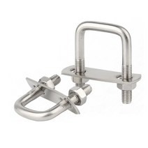 M6 M8 M10 304 스테인레스 스틸 사각 클램프 U-볼트 직각 나사 클램프 U-클램프 사각 클램프 직각 U-볼트, [44], 1개