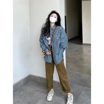 소라색셔츠 스트라이프 셔츠 재킷 틈새 봄 가을 모델 2022