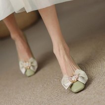 승무원 구두 가보시힐 발볼넓은 웨딩 인 석 Bowtie 보트 크리스탈 펌프 디자이너 1116N