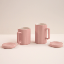 도자기 머그컵 홈카페 머그잔 국내생산 컵세트, 450ml, 라이트핑크(뚜껑포함)