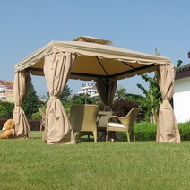 기타 야외행사 펜션전원주택 바베큐 튼튼한캐노피 천막25m, 03번 커튼추가개, 03번 카키(2.5x2.5x2.65m)