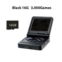 Powkiddy-V90 블랙 64G 3.0 인치 휴대용 게임 콘솔 시뮬레이터 오픈 소스 여러 언어 레트로 비디오, 01 Black 16G