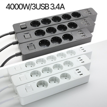 고용량멀티탭 5구 4구 3구 레보 4000W USB 대용량 멀티 블랙 콘센트, 5구 USB_블랙