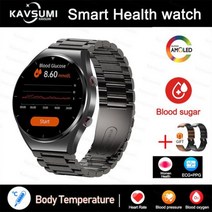 다이빙컴퓨터 화웨이 샤오미 전용 ECG + PPG 스마트 워치 혈당 건강 심박수 시계 체온 피트니스 트래커 스마트워치 2023 신제품, Black Steel 2