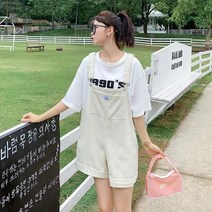 여성 와이드 팬츠 멜빵 팬츠 루즈핏