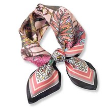 PoeticEHome 순수 멀베리 실크 스퀘어 스카프 68.6cm x 여성용 네커치프 헤드스카프 선물 포장 Y2 - 다크 블루 트윈 버드545467