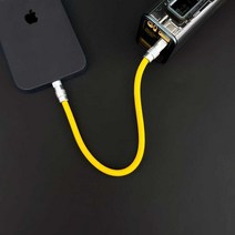 Apple 휴대폰 및 Android에 적합한 보조베터리 15cm 단기 맞춤형 슈퍼 소프트 실리콘 더블 Typec 데이터 케이블, 불꽃 오렌지 0.25m
