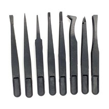 8 스타일 블랙 카본 섬유 플라스틱 핀셋 키트 안티 정적 정밀 핸드 클립 DIY 공예 보석 제조 도구 세트, 검은색