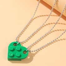 체인블럭 레바블럭 윈치 이동식 체인 차량용 호이스트 2Pcs 사랑 심장 빌딩 블록 펜 던 트 목걸이 커플 우, 27 SXL1844