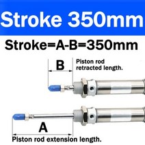 에어 실린더 MA1620253240 스테인레스 스틸 복동 미니 공압 25500mm 스트로크 공기 압력, 350mm Stroke, 40mm Bore