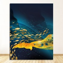 고래일러스트 흰수염고래 흑등고래 밍크고래 고래 돌고래 동물 액자 gold 와 바다 art painting poster and print picture on the wall 장식, a1 60x85cm 프레임 없음, 2064-01