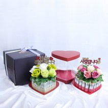 하트 돈케이크 만들기 지폐30장용, 고희를 축하드립니다(고급 펠트), 03.믹스크림플라워+크림국화+민트색리본+원형케이스
