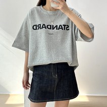 걸즈팩토리 여성용 캐유다드 오버핏 라운드 심플 반팔티셔츠