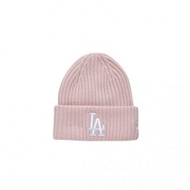 NEWERA MLB 니트 립 LA 다저스 커프 비니 핑크 / 13338381 (국내매장판 정품)