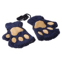 여자 겨울 따뜻한 반 손가락 장갑 귀여운 만화 고양이 발 자수 애니메이