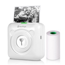 핸드폰사진인화기 사진출력기Peripage A6 304DPI 미니 포토 BT 프린터 포켓 마커 7 롤 용지 휴대 전화, 01 WHITE