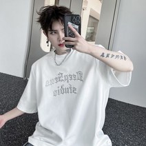 메탈리카티셔츠 2023 여름메탈레터링프린트패드반팔티셔츠남소중고급감순면반팔아메리카331720