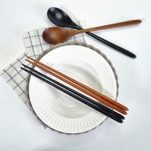 고급 옻수저 옻칠 나무수저세트 1벌, 우드1p