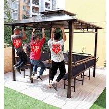 오두막 테라스 파고라 원두막 정원꾸미기 야외 옥상, 2.5x3m 단일 파빌리온 (기둥 10cm)