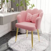 북유럽 골드 철제 벨벳 화장대의자 등받이 공주의자, 짙은 회색, 1개