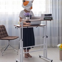 높이조절 스탠딩테이블 노트북거치대 컴퓨터책상 탁자, 고급형오크