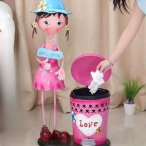철 쓰레기통 귀여운 거실 휴지통 장식품, 1