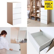 필웰앨빈깊은4단서랍장500, 화이트+메이플