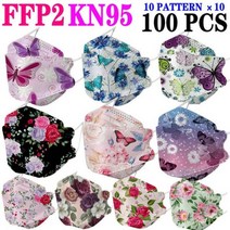 80 색상 FFP2 마스크 CE KN95 블랙 마스카라 승인 위생 보호 물고기 얼굴 FPP2 필터 호흡기, LHFQ 100피스
