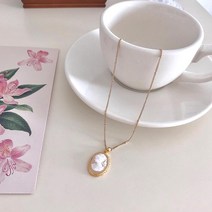 카메오 도트 목걸이 1color 핑크 분홍 여성스러운 페미닌 까메오 네크리스
