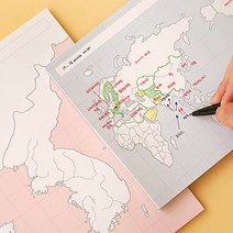 세계사 한국사 인강 필기 인디고 혼자공부 지도 메모패드 50매 1세트, 한국지도