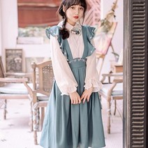 [바보사랑] 복고풍 민트 프릴 자수 블라우스 원피스 세트 개화기 레트로 컨셉의상[라라리빠