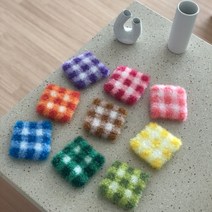 용이네잡화점) 빈티지 감성 체크 수세미 (핸드메이드), 블루