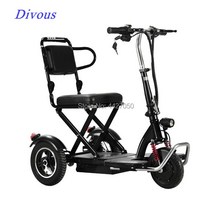 송료 무료 경량 접이식 미니 레저 3 륜 전동 스쿠터 휠체어, 48V 8AH 30km Black
