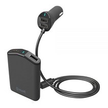 무빗 Muvit 자동차 충전기 2개 USB 포트 2.4A 확장, One Size Black