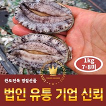 완도 특대 전복 1kg (7-8미) 명절선물 자연산전복 전복효능 전복버터구이 전복장, (포장안함)완도 특대전복 7-8미 1kg, 1개