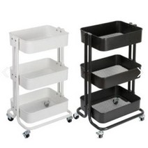 트롤리 웨건 카트 수납함 3단 북웨건 이동식 신박한정리 박세리, 화이트, 핸들없음