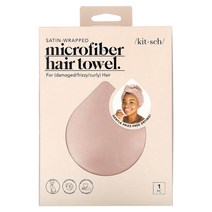 Kitsch Satin-Wrapped Microfiber Hair Towel Blush 1 Piece, 1개