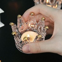 크리스탈 왕관 유리 티라이트 홀더 소품 캔들 용기 촛대, 크리스탈 금장왕관
