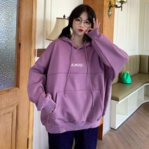 일월전빵 여성 기모 레터링 후드 맨투맨 오버핏 Free Size
