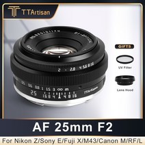 카메라필터 ttartisan 25mm f2 aps-c 프레임 수동 초점 프라임 인물용 렌즈 sony e nikon z canon m canon r m43 fuji x leica, 니콘 Z